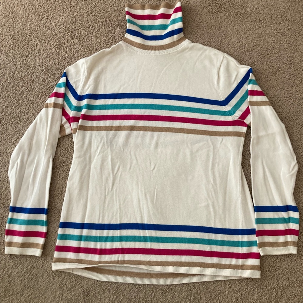 Talbots cream stripe turtleneck